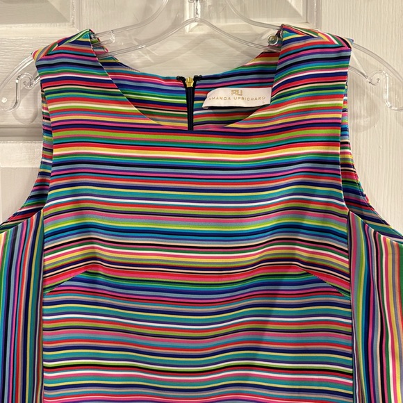 Amanda Uprichard 100% Silk Striped Shift Dress - L - Picture 3 of 6
